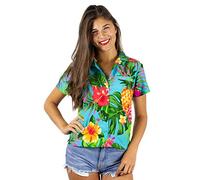 King Kameha Funky-Blouse-Chemisier-Hawaienne, Manche-Courte, Pineapple, Turquoise, S