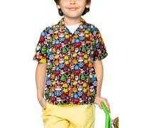 King Kameha Funky-Chemise-Hawaienne, Enfants, Noël, Manche-Courte, Christmas-Allover, Bleu-Foncé, 12