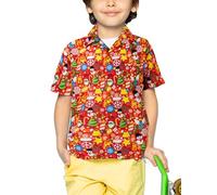 King Kameha Funky-Chemise-Hawaienne, Enfants, Noël, Manche-Courte, Christmas-Allover, Rouge, 10