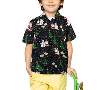 King Kameha Funky-Chemise-Hawaienne, Enfants, Noël, Manche-Courte, Christmas-Buddies, Noir, 10