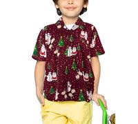 King Kameha Funky-Chemise-Hawaienne, Enfants, Noël, Manche-Courte, Christmas-Buddies, Rouge, 10