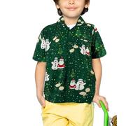 King Kameha Funky-Chemise-Hawaienne, Enfants, Noël, Manche-Courte, Christmas-Buddies, Vert, 10