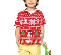 King Kameha Funky-Chemise-Hawaienne, Enfants, Noël, Manche-Courte, Christmas-Rows, Rouge, 14