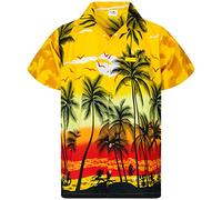 King Kameha Funky Chemise-Hawaienne, Manche-Courte, Beach, Jaune, 6XL