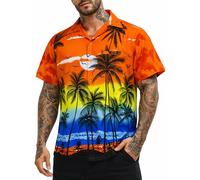 King Kameha Funky Chemise-Hawaienne, Manche-Courte, Beach, Orange, 8XL
