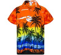 King Kameha Funky Chemise-Hawaienne, Manche-Courte, Beach, Orange, XL