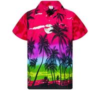 King Kameha Funky Chemise-Hawaienne, Manche-Courte, Beach, Rose, 6XL
