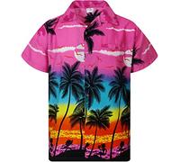 King Kameha Funky Chemise-Hawaienne, Manche-Courte, Beach, Rose-Éclectique, 5XL