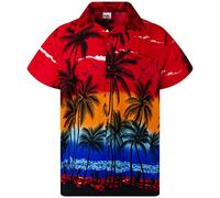 King Kameha Funky Chemise-Hawaienne, Manche-Courte, Beach, Rouge, 4XL