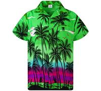 King Kameha Funky Chemise-Hawaienne, Manche-Courte, Beach, Vert, 5XL