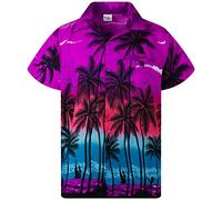 King Kameha Funky Chemise-Hawaienne, Manche-Courte, Beach, Violet, 7XL