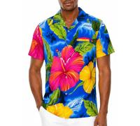 King Kameha Funky Chemise-Hawaienne, Manche-Courte, Big-Flower, Bleu-Clair, 6XL