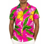 King Kameha Funky Chemise-Hawaienne, Manche-Courte, Big-Flower, Rose-Clair, M