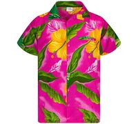 King Kameha Funky Chemise-Hawaienne, Manche-Courte, Big-Flower, Rose-Clair, XS