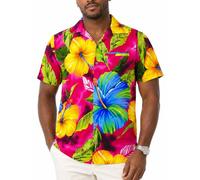 King Kameha Funky Chemise-Hawaienne, Manche-Courte, Big-Flower, Rose, S
