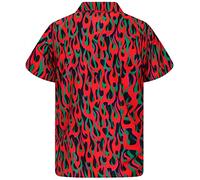 King Kameha Funky-Chemise-Hawaienne, Manche-Courte, Flames Allover, Rouge, M
