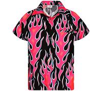 King Kameha Funky-Chemise-Hawaienne, Manche-Courte, Flames Wild, Rose, XL