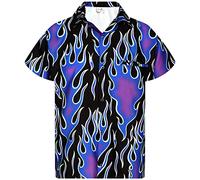 King Kameha Funky-Chemise-Hawaienne, Manche-Courte, Flames Wild, Violet, L