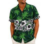 King Kameha Funky Chemise-Hawaienne, Manche-Courte, Flower-Chest, Vert, 6XL