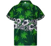 King Kameha Funky Chemise-Hawaienne, Manche-Courte, Flower-Chest, Vert, XL