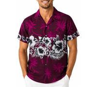 King Kameha Funky Chemise-Hawaienne, Manche-Courte, Flower-Chest, Violet, 6XL