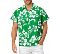 King Kameha Funky-Chemise-Hawaienne, Manche-Courte, Hibiscus, Vert, 5XL