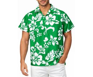 King Kameha Funky-Chemise-Hawaienne, Manche-Courte, Hibiscus, Vert, 5XL
