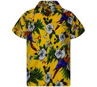 King Kameha Funky Chemise-Hawaienne, Manche-Courte, JK-Cherry-Parrot, Jaune, 4XL