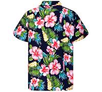 King Kameha Funky Chemise-Hawaienne, Manche-Courte, JK-Hibiscus-New, Bleu-Marine, XXL