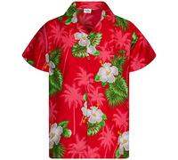 King Kameha Funky-Chemise-Hawaienne, Manche-Courte, JK-Small-Flower, Rouge, L