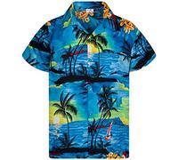 King Kameha Funky-Chemise-Hawaienne, Manche-Courte, JK-Surf, Turquoise, XL