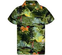King Kameha Funky-Chemise-Hawaienne, Manche-Courte, JK-Surf, Vert-Foncé, 6XL