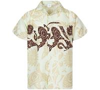 King Kameha Funky Chemise-Hawaienne, Manche-Courte, Maori-Chest, Beige, XXL