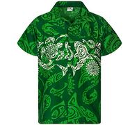 King Kameha Funky Chemise-Hawaienne, Manche-Courte, Maori-Chest, Vert, L