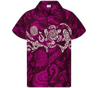 King Kameha Funky Chemise-Hawaienne, Manche-Courte, Maori-Chest, Violet, XXL