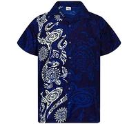 King Kameha Funky Chemise-Hawaienne, Manche-Courte, Maori-Wedding, Bleu, XXL