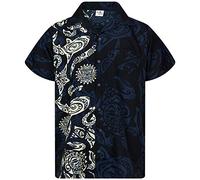 King Kameha Funky Chemise-Hawaienne, Manche-Courte, Maori-Wedding, Noir, XL