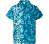 King Kameha Funky Chemise-Hawaienne, Manche-Courte, Maori-Wedding, Turquoise, M