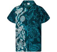 King Kameha Funky Chemise-Hawaienne, Manche-Courte, Maori-Wedding, Vert-Pétrole, XL