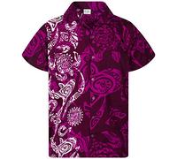 King Kameha Funky Chemise-Hawaienne, Manche-Courte, Maori-Wedding, Violet, 3XL