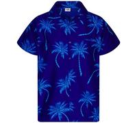 King Kameha Funky-Chemise-Hawaienne, Manche-Courte, Palm-Shadow, Bleu-Turquoise, 6XL