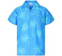 King Kameha Funky-Chemise-Hawaienne, Manche-Courte, Palm-Shadow, Turquoise, XL
