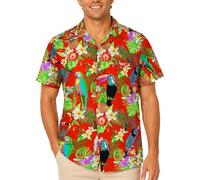 King Kameha Funky Chemise-Hawaienne, Manche-Courte, Parrot-Cockatoo, Orange, S