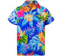 King Kameha Funky-Chemise-Hawaienne, Manche-Courte, Pineapple, Bleu, L