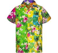 King Kameha Funky Chemise-Hawaienne, Manche-Courte, Pineapple-Flowers, Couleurs-Mélangées-Aléatoires, 5XL