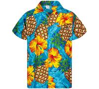 King Kameha Funky Chemise-Hawaienne, Manche-Courte, Pineapple-Hibiscus, Turquoise, L