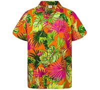 King Kameha Funky Chemise-Hawaienne, Manche-Courte, Pineapple-Leaves, Orange, M