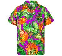 King Kameha Funky Chemise-Hawaienne, Manche-Courte, Pineapple-Leaves, Violet, L