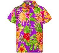 King Kameha Funky-Chemise-Hawaienne, Manche-Courte, Pineapple, Violet, S