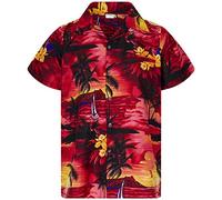 King Kameha Funky-Chemise-Hawaienne, Manche-Courte, Surf, Rouge, 3XL